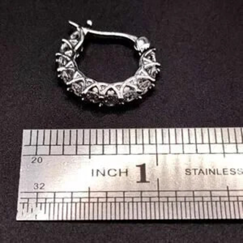 925 Silver Plated CZ Diamonds Hoop Earrings Lever Back Womens Birthday Gift